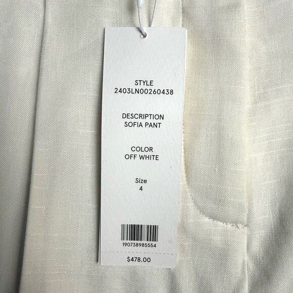 VERONICA BEARD Sofia Stretch-Linen Pant in White - Picture 15 of 15